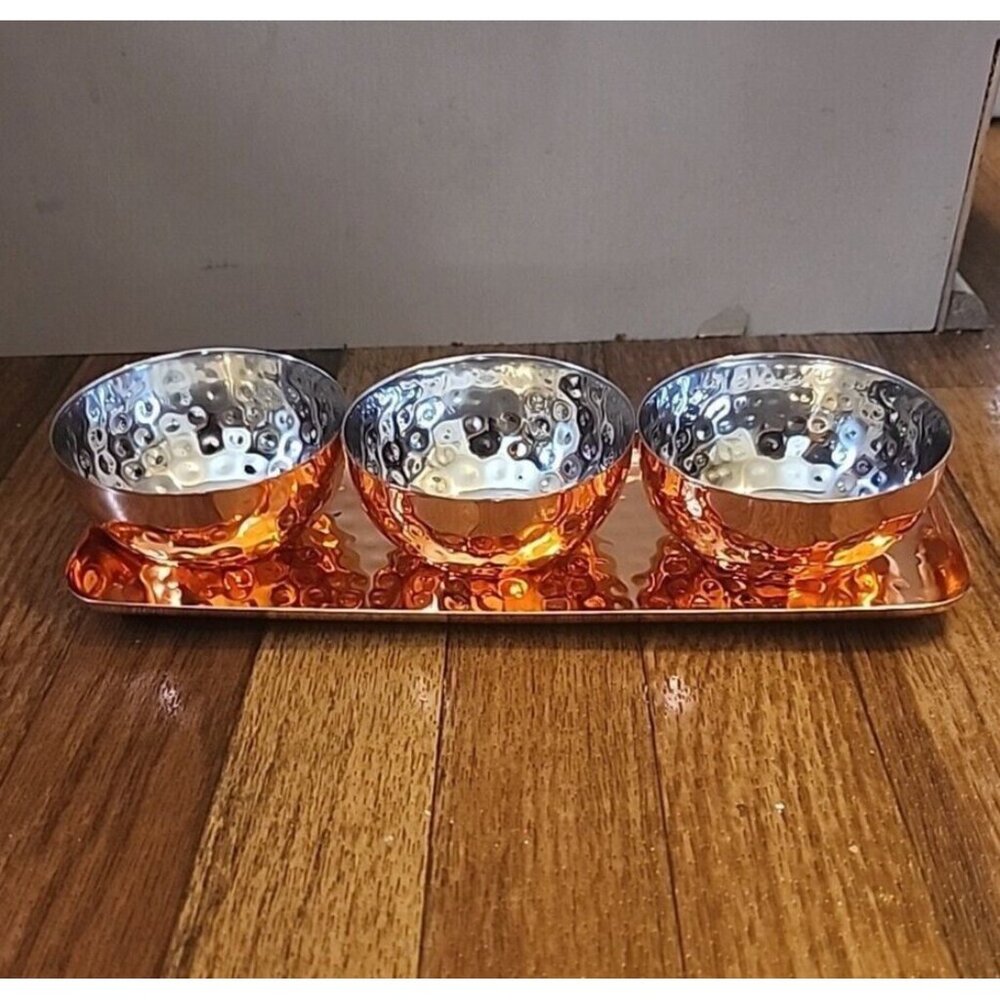 Gatherings Godinger Silver Art Co Copper Condiment 3 Bowl Set - Picture 2 of 9